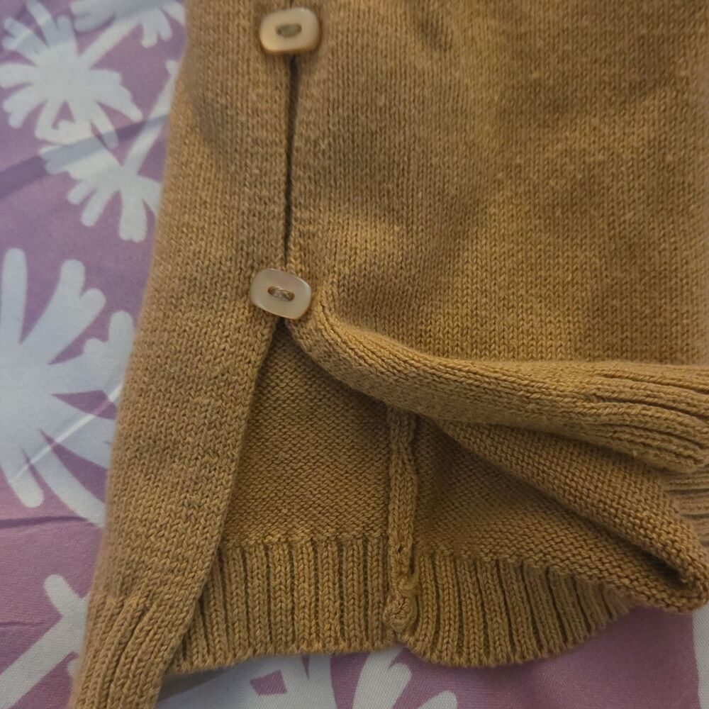 Evie Tan Knit Turtleneck Pullover Sweater Button Sleeves All The Way Up 2008 - Picture 4 of 8